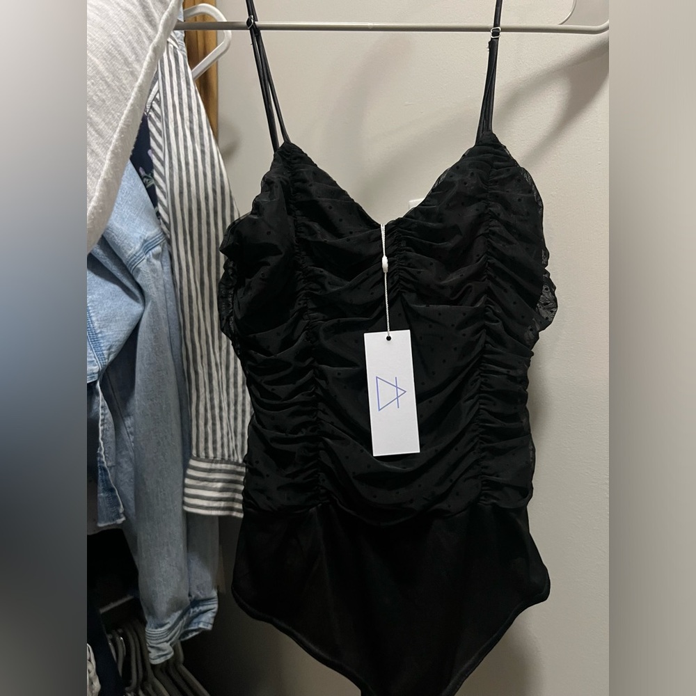 Sage the Label Black Mesh Bodysuit NWT